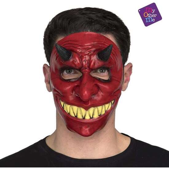 1/2 DEVIL LATEX MASK ONE SIZE image 0