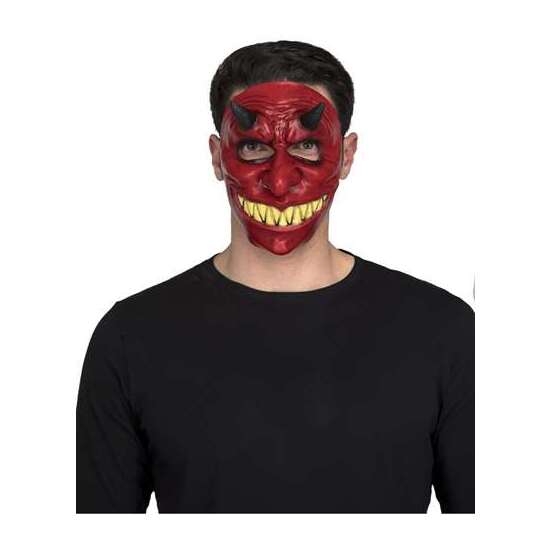 1/2 DEVIL LATEX MASK ONE SIZE image 1