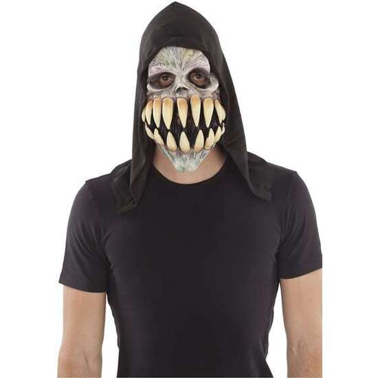 SKULL LATEX MASK WITH HOOD ONE SIZE image 1