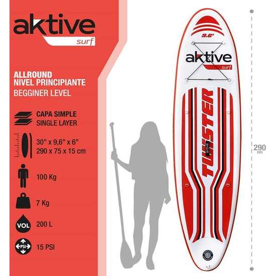 TABLA PADDLE SURF CON ACCESORIOS AKTIVE PRO 290X75X15 CM image 3