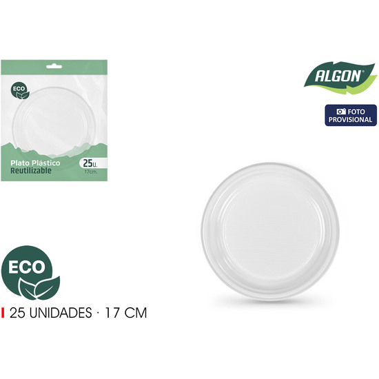 SET-25 PLATO RED. PLAST. ECO. 17CM ALGON image 0