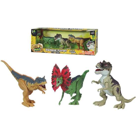 FIGURAS DINOSAURIOS CON LUCES Y SONIDOS 3 UNIDADES 44X17X14CM image 0