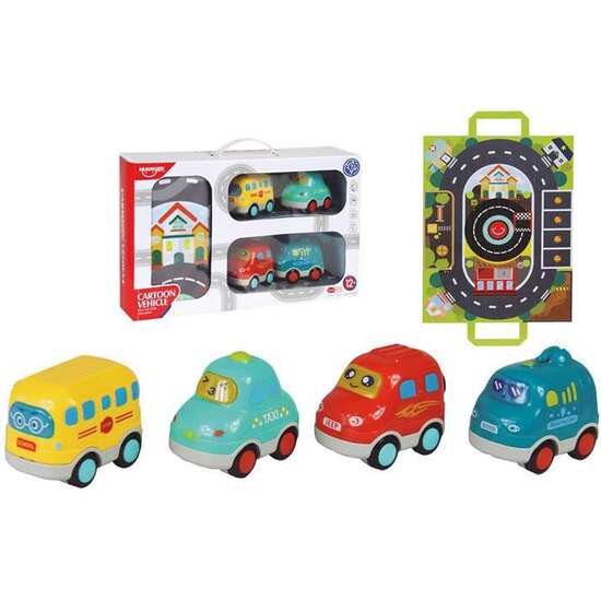 COCHES INFANTILES CON BOLSO- TAPIZ CARRETERA SET 4 PIEZAS. - MODELOS SURTIDOS image 0