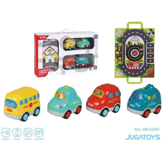 COCHES INFANTILES CON BOLSO- TAPIZ CARRETERA SET 4 PIEZAS. - MODELOS SURTIDOS image 1