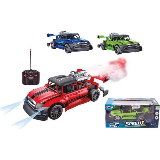 COCHE RADIO CONTROL STUNT SPRAY ESCALA 1:20, 24.5X12X11.5 CM, ECHA HUMO - MODELOS SURTIDOS image 0