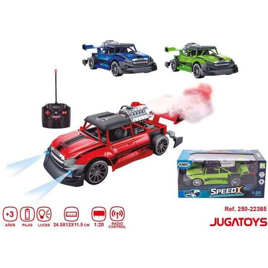 COCHE RADIO CONTROL STUNT SPRAY ESCALA 1:20, 24.5X12X11.5 CM, ECHA HUMO - MODELOS SURTIDOS image 1