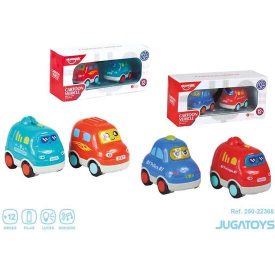 COCHES POLICÍA Y BOMBEROS CON LUCES Y SONIDOS SET 2 VEHICULOS. - MODELOS SURTIDOS image 1