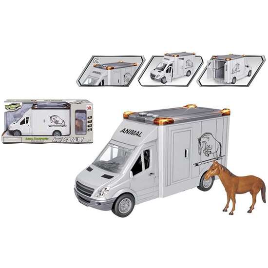 CAMIÓN PARA TRANSPORTAR CABALLOS, INCLUYE CABALLO, LUCES Y SONIDOS, ESCALA 1:16 image 0