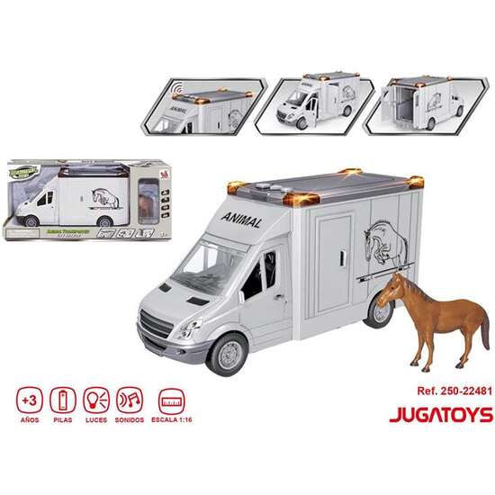 CAMIÓN PARA TRANSPORTAR CABALLOS, INCLUYE CABALLO, LUCES Y SONIDOS, ESCALA 1:16 image 1