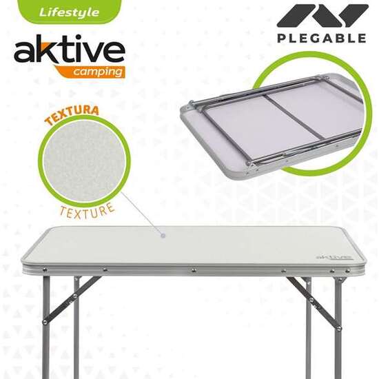 MESA DE CAMPING PLEGABLE BLANCA AKTIVE 80X60X70 CM image 4