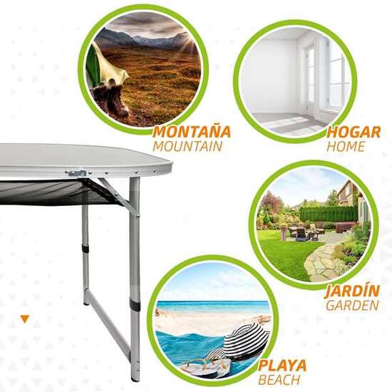 MESA DE CAMPING PLEGABLE ALUMINIO + MADERA 149X80X59/66/71.5CM image 3