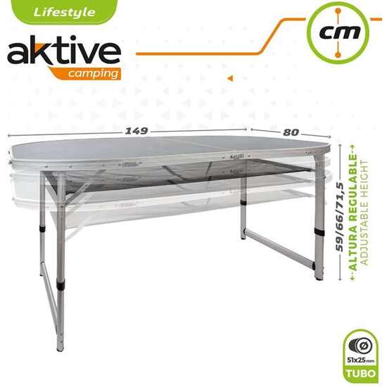 MESA DE CAMPING PLEGABLE ALUMINIO + MADERA 149X80X59/66/71.5CM image 5