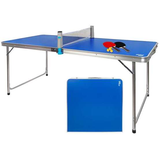 MESA DE CAMPING PLEGABBLE PARA PING PONG CON RAQUETAS 160X80XH70 CM image 0