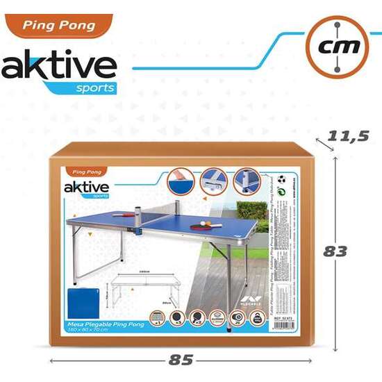 MESA DE CAMPING PLEGABBLE PARA PING PONG CON RAQUETAS 160X80XH70 CM image 1
