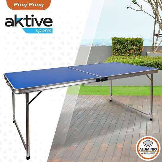 MESA DE CAMPING PLEGABBLE PARA PING PONG CON RAQUETAS 160X80XH70 CM image 2