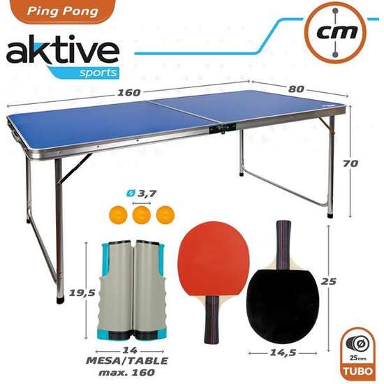 MESA DE CAMPING PLEGABBLE PARA PING PONG CON RAQUETAS 160X80XH70 CM image 4