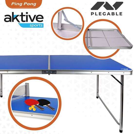 MESA DE CAMPING PLEGABBLE PARA PING PONG CON RAQUETAS 160X80XH70 CM image 5