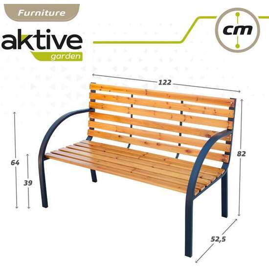 BANCO DE MADERA AKTIVE 122X52,5X52 CM image 3