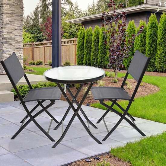CONJUNTO DE MESA DE TERRAZA PLEGABLE (60X71 CM) + 2 SILLAS DE TEXTILENO (46X82 CM) AKTIVE image 4