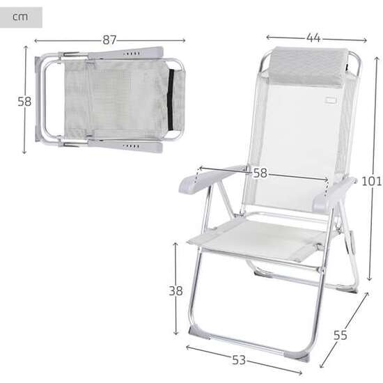 SILLA CAMPING ALUMINIO Y TEXTILENO RECLINABLE AKTIVE 44X55X101CM image 4