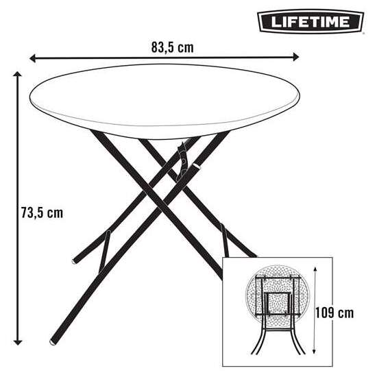 MESA REDONDA PLEGABLE BLANCA LIFETIME D83X73,5 CM image 1