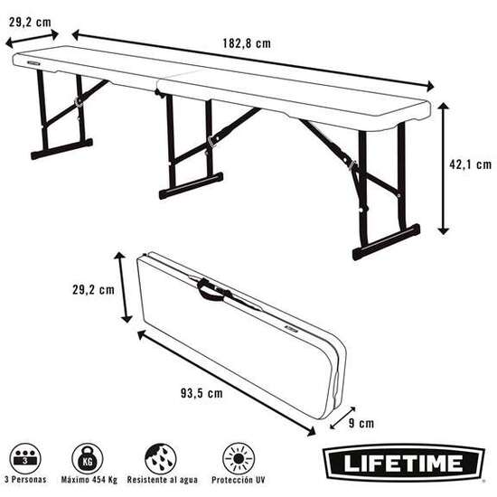 BANCO PLEGABLE MALETÍN LIFETIME 183X29X42 CM image 2