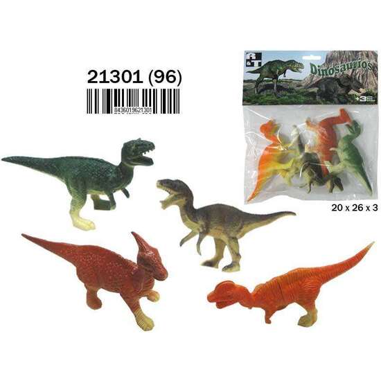 FIGURAS DINOSAURIOS EN BOLSA 4 UNIDADES 20X26X3 CM image 1