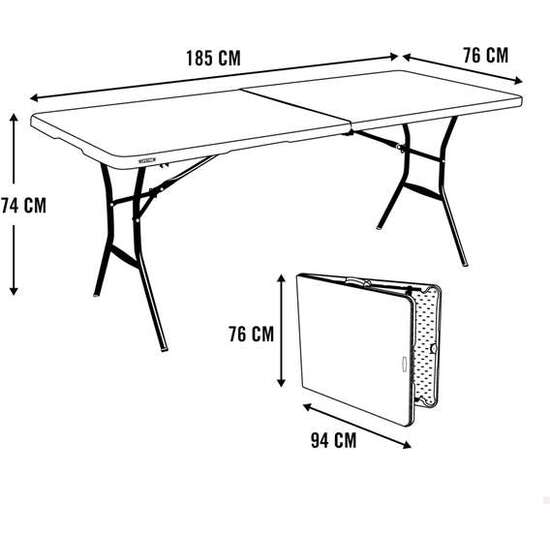 MESA RECTANGULAR PLEGABLE MALETÍN LIFETIME 185X76X74 CM image 3