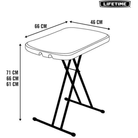 MESA AUXILIAR PLEGABLE REGULABLE 3 POSICIONES LIFETIME 66X46XH61/71 CM image 2