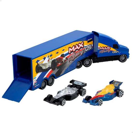 CAMION TRUCKING WORLD CON DOS COCHES F1 METAL - MODELOS SURTIDOS image 0