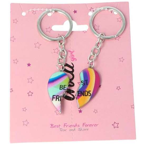 SET DE 2 LLAVEROS DE CORAZÓN BEST FRIENDS FOREVER image 0