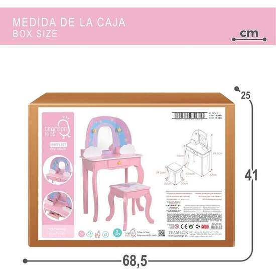 TOCADOR DE BELLEZA DE MADERA CON TABURETE 62,5X32X98,5 CM image 5