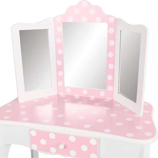 TOCADOR BELLEZA DE MADERA CON LUNARES BLANCO Y ROSA 63X29X100 CM image 2