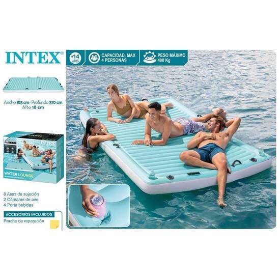 COLCHONETA HINCHABLE WATER LOUNGE CAPACIDAD 4 PERSONAS (400 KG) 310X183 CM image 3