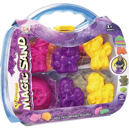 MALETIN ARENA MAGICA CON MOLDES ANIMALES 1 KG DE ARENA 30X28CM image 1