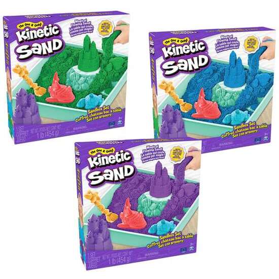 ARENA MOLDEABLE KINETIC SAND MORADO, AZUL O VERDE 26,9X28,3X6,35CM - MODELOS SURTIDOS image 0