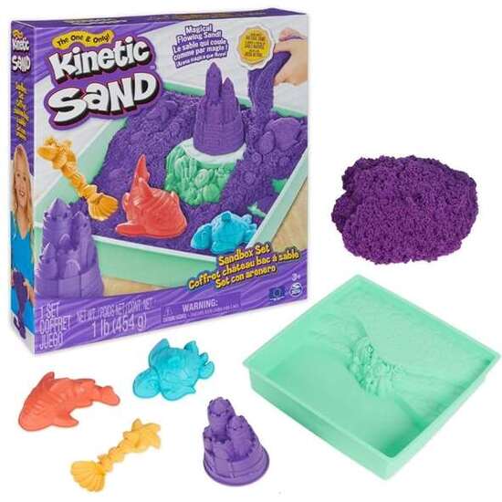 ARENA MOLDEABLE KINETIC SAND MORADO, AZUL O VERDE 26,9X28,3X6,35CM - MODELOS SURTIDOS image 1