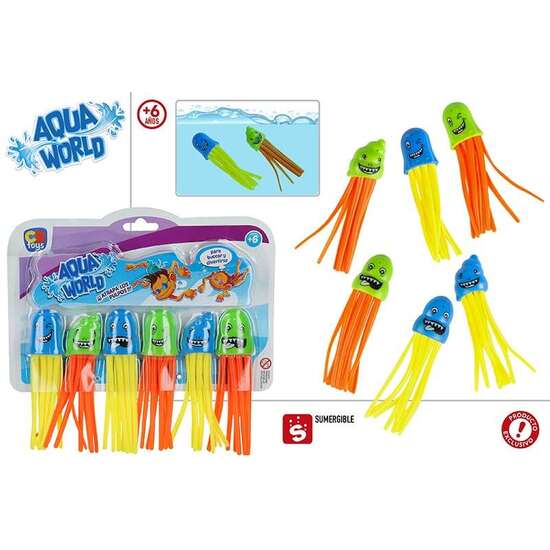 JUEGO ACUATICO PESCA PULPOS SUMERGIBLES 23,5X2X22 CM EN BLISTER 6 PIEZAS image 0