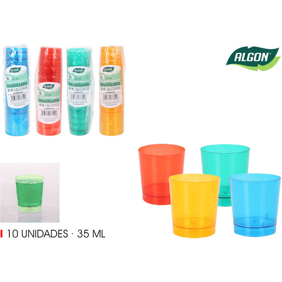 SET-10 VASO CHUPITO COLOR PS 35ML ALGON image 0