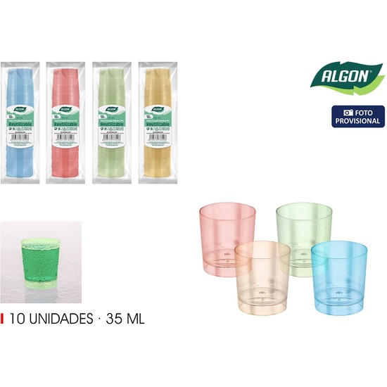 SET-10 VASO CHUPITO COLOR PS 35ML ALGON image 1