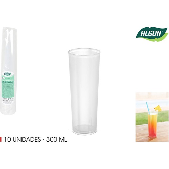 SET-10 VASO TUBO PP 300ML ALGON image 0