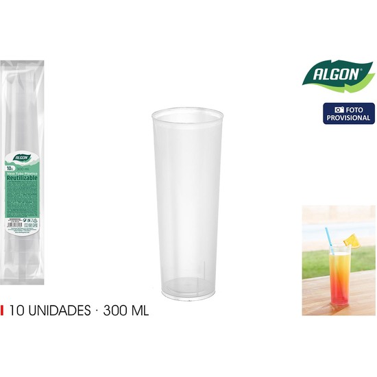 SET-10 VASO TUBO PP 300ML ALGON image 1