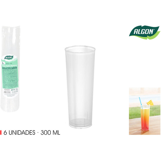 SET-6 VASO TUBO PP 300ML ALGON image 0