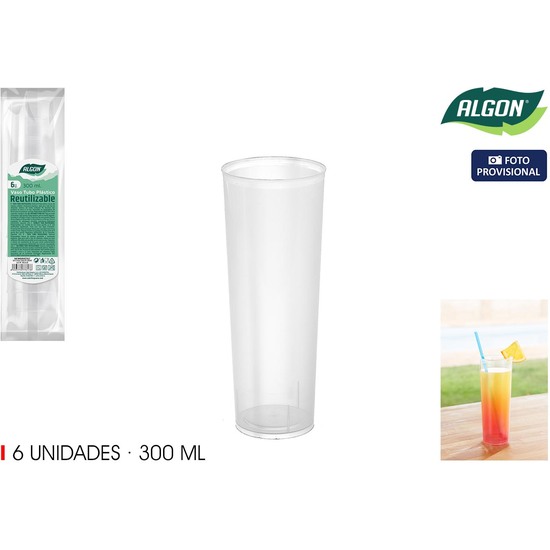 SET-6 VASO TUBO PP 300ML ALGON image 1