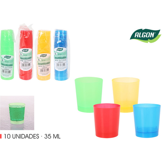 SET-10 VASO CHUPITO COLOR PP 35ML ALGON image 0