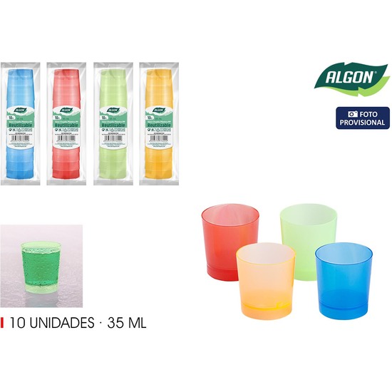 SET-10 VASO CHUPITO COLOR PP 35ML ALGON image 1