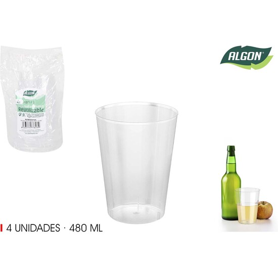 SET-4 VASO SIDRA PP 480ML ALGON image 0