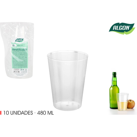 SET-10 VASO SIDRA PP 480ML ALGON image 0