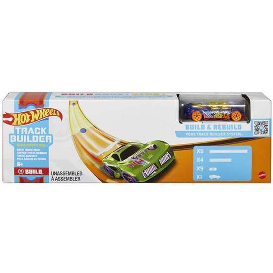 HOT WHEELS PACK BÁSICO DE PISTAS DE COCHES DE JUGUETE, INCLUYE 10 PIEZAS Y 1 VEHÍCULO DIE-CAST image 1