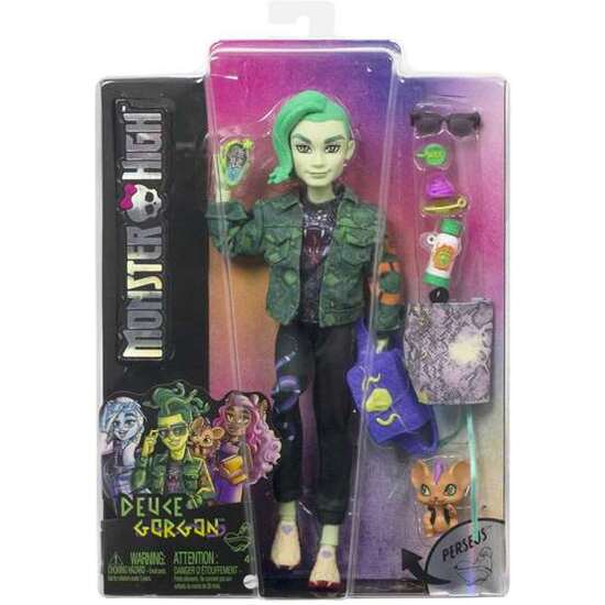 MUÑECA ARTICULADA MONSTER HIGH DEUCE GORGON CON MASCOTA Y ACCESORIOS DE MODA. image 0